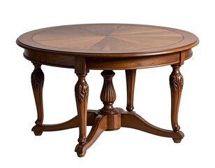 Wooden round table, ornate base