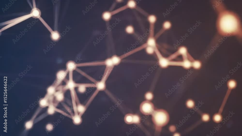 Poster abstract network of glowing nodes and lines on dark background, ai generated