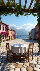 Mediterranean Coastal Village A Picturesque Table for Two, Enjoying the Scenic View
