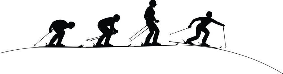 Skiing Silhouettes: Cross-Country Techniques and Motion on the Slope