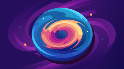 Abstract cosmic illustration featuring swirling energy and colorful celestial elements
