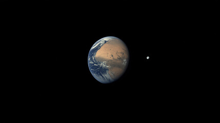 From Mars, Earth appears as a vibrant blue planet full of life, with the Moon accompanying her by her side.