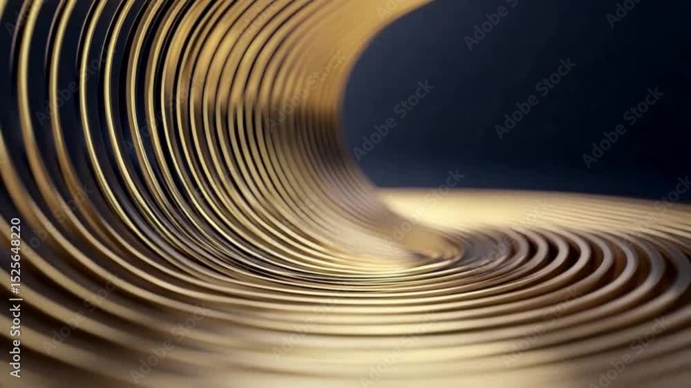 Poster abstract spiral in gold: a close-up view of an elegant spiral formed with metallic gold, reflecting 