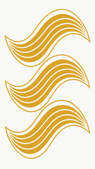Abstract golden wavy lines illustration on white background for creative graphic design
