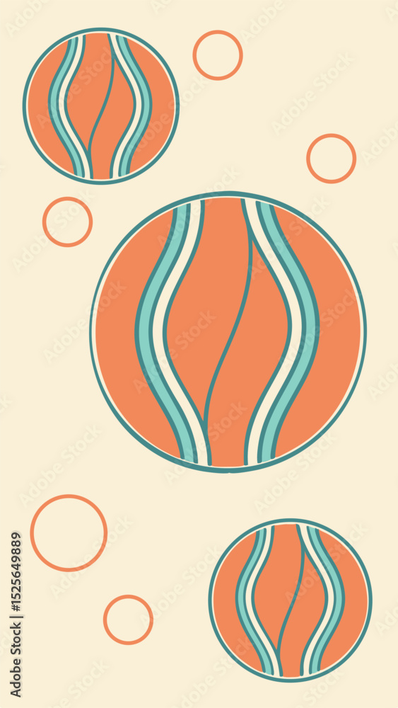 Poster abstract composition with geometric shapes and retro color palette for design projects