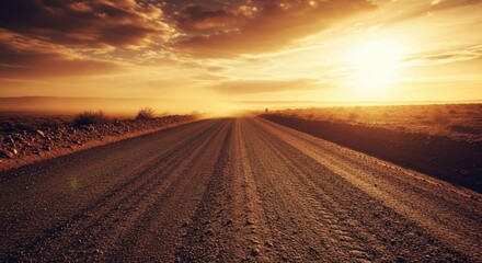 Fototapeta premium Sunset Highway A Journey into the Golden Hour