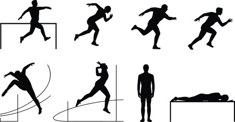 Dynamic Athlete Silhouettes: Running, Jumping, and Track Events in Motion