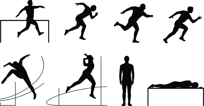 Dynamic Athlete Silhouettes: Running, Jumping, and Track Events in Motion