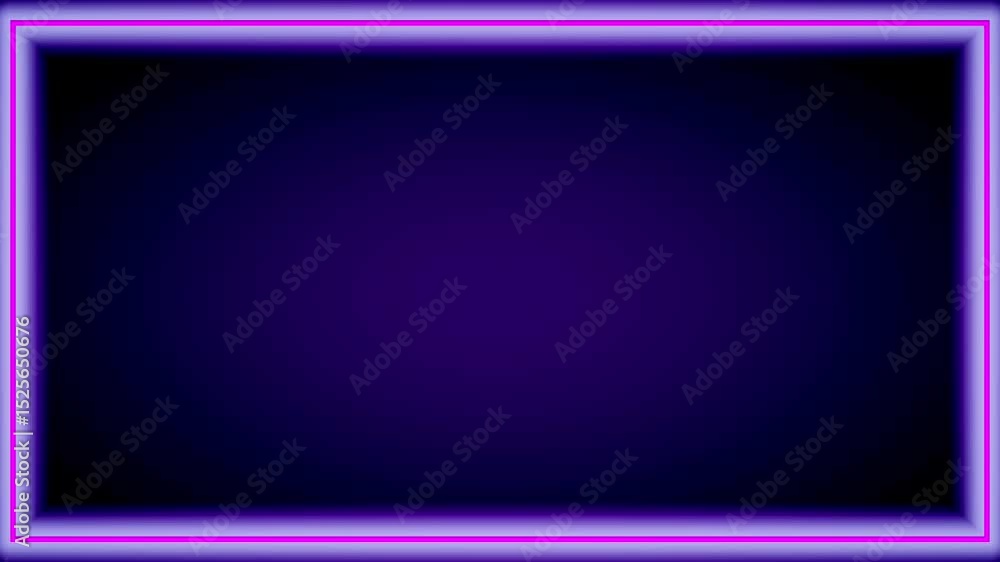 Poster a solid glowing pink and purple neon rectangular frame floats in darkness, suggesting a tech-inspire