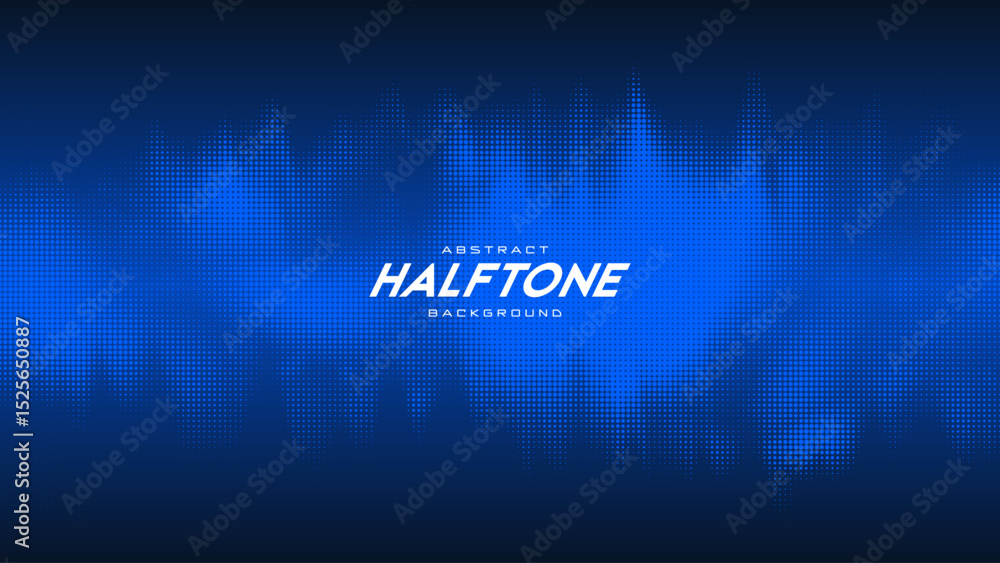 Poster abstract vector torn blue halftone sound wave. scrathed dotted texture element.