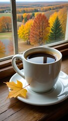 Autumnal Coffee View A Cozy Fall Morning with Panoramic Scenery