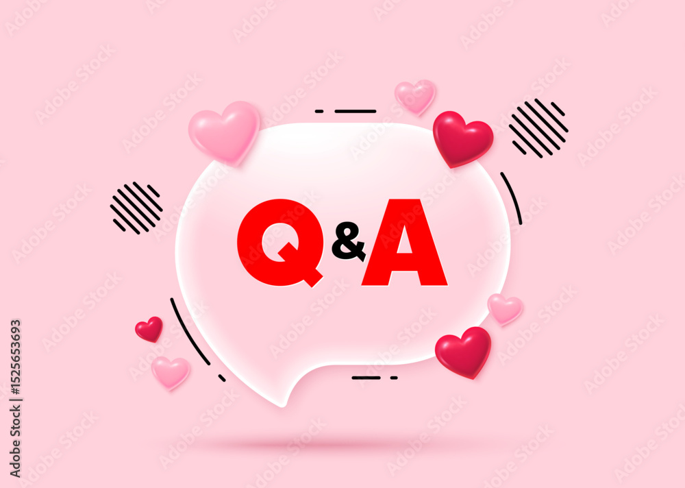 Poster questions answers glass speech bubble. social media concept. questions and answers icon. answer ques