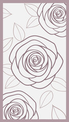 Elegant floral illustration featuring rose outlines and decorative leaves on a soft background