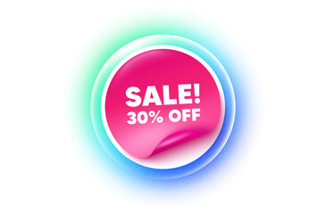 Sale sticker blue gradient. Paper offer price tag. Sale 30 percent off discount. Promotion price offer sign. Retail badge symbol. Sticker label. Grain dots effect. Vector