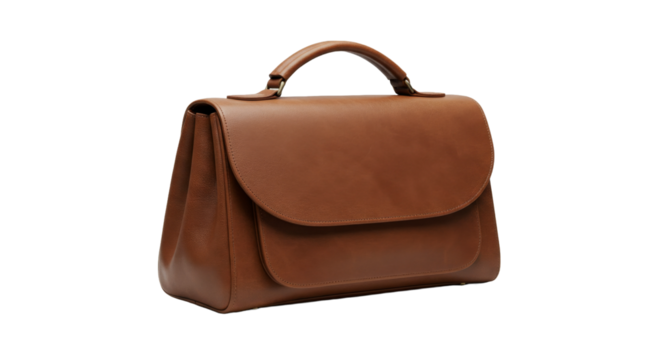 women's leather classic bag isolated on transparent background