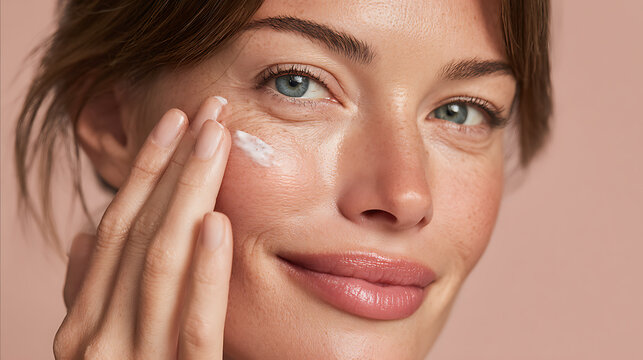 Beautiful Woman Applying Eye Cream Skincare Routine for Radiant Skin