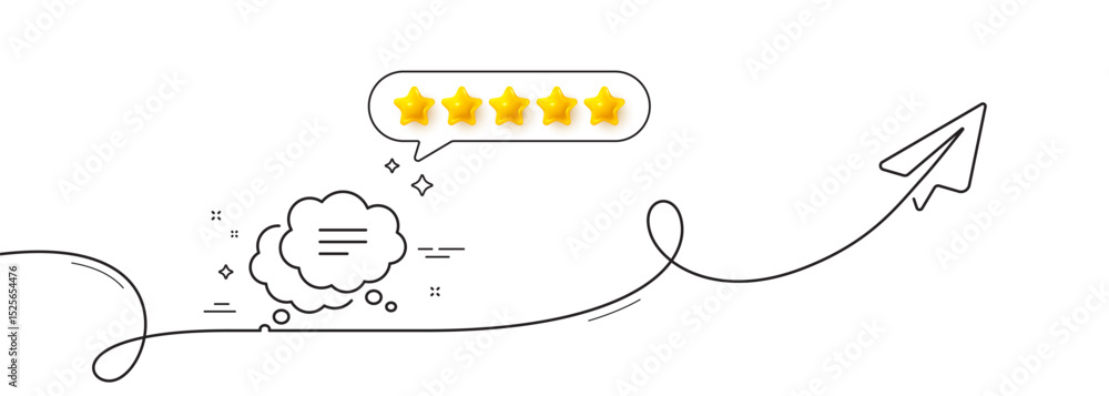 Poster text message line icon. continuous line with share plane. chat comment sign. comic speech bubble sym