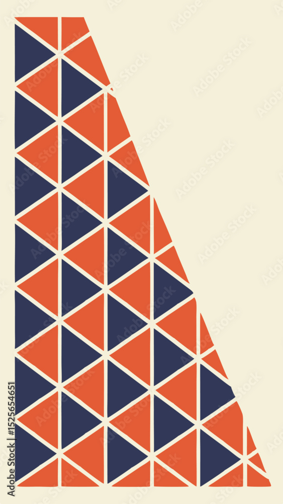 Poster abstract geometric pattern of triangles in retro color scheme with transparency