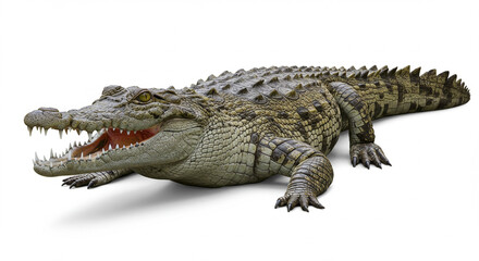 Obraz premium Realistic image of a crocodile with open mouth on a white background