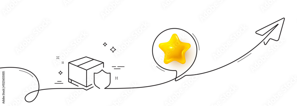 Aufkleber delivery insurance line icon. continuous line with share plane. parcels tracking sign. shipping box 