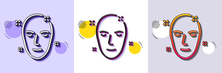 Health skin line icon. Halftone dotted pattern. Gradient icon with grain shadow. Face care sign. Cosmetic lotion symbol. Line health skin icon. Various designs. Vector