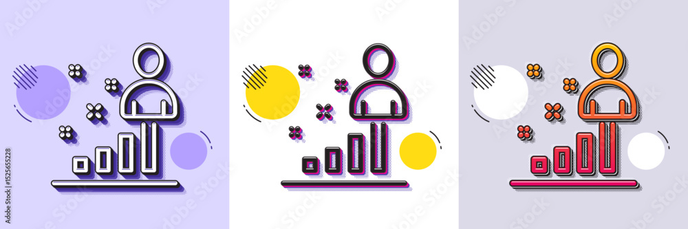 Aufkleber stats line icon. halftone dotted pattern. gradient icon with grain shadow. business management sign.