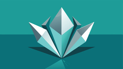 Abstract geometric teal flower illustration with light and shadow modern design