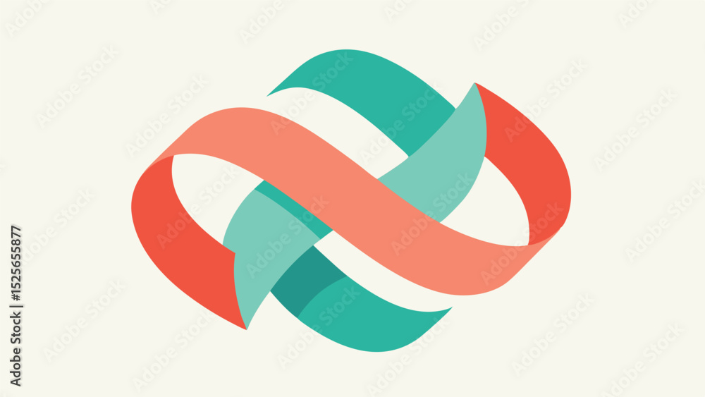 Poster abstract graphic composition of intertwined ribbons in modern color palette with transparency