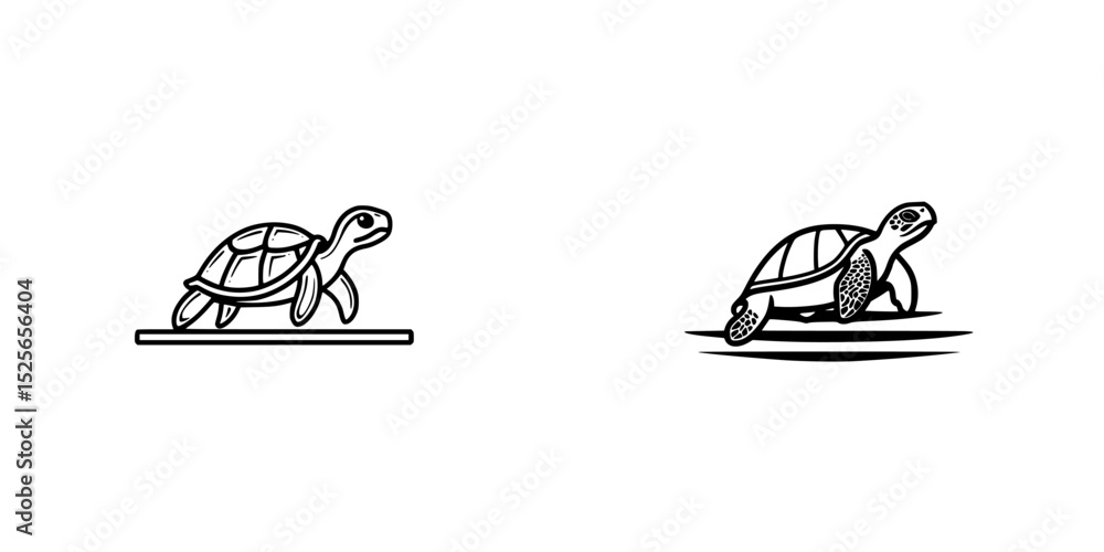 Poster collection of turtle icons designed for eco-friendly applications and nature themes