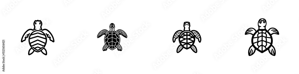 Poster elegant turtle icon set showcasing diverse designs suitable for various digital applications and cre