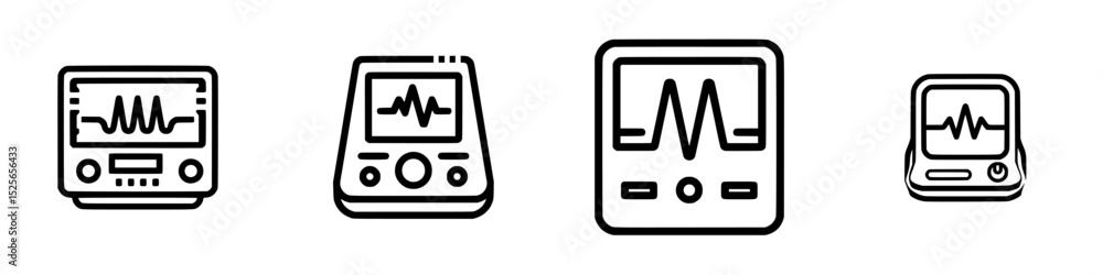 Poster collection of health monitoring device icons designed for digital applications and user interfaces