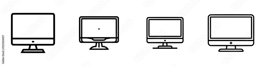 Poster different styles of computer monitor icons showcasing minimalist design for digital applications and