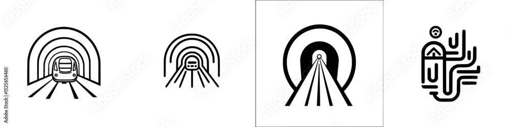 Poster icon set featuring various transportation and infrastructure designs in a simple and modern style sh