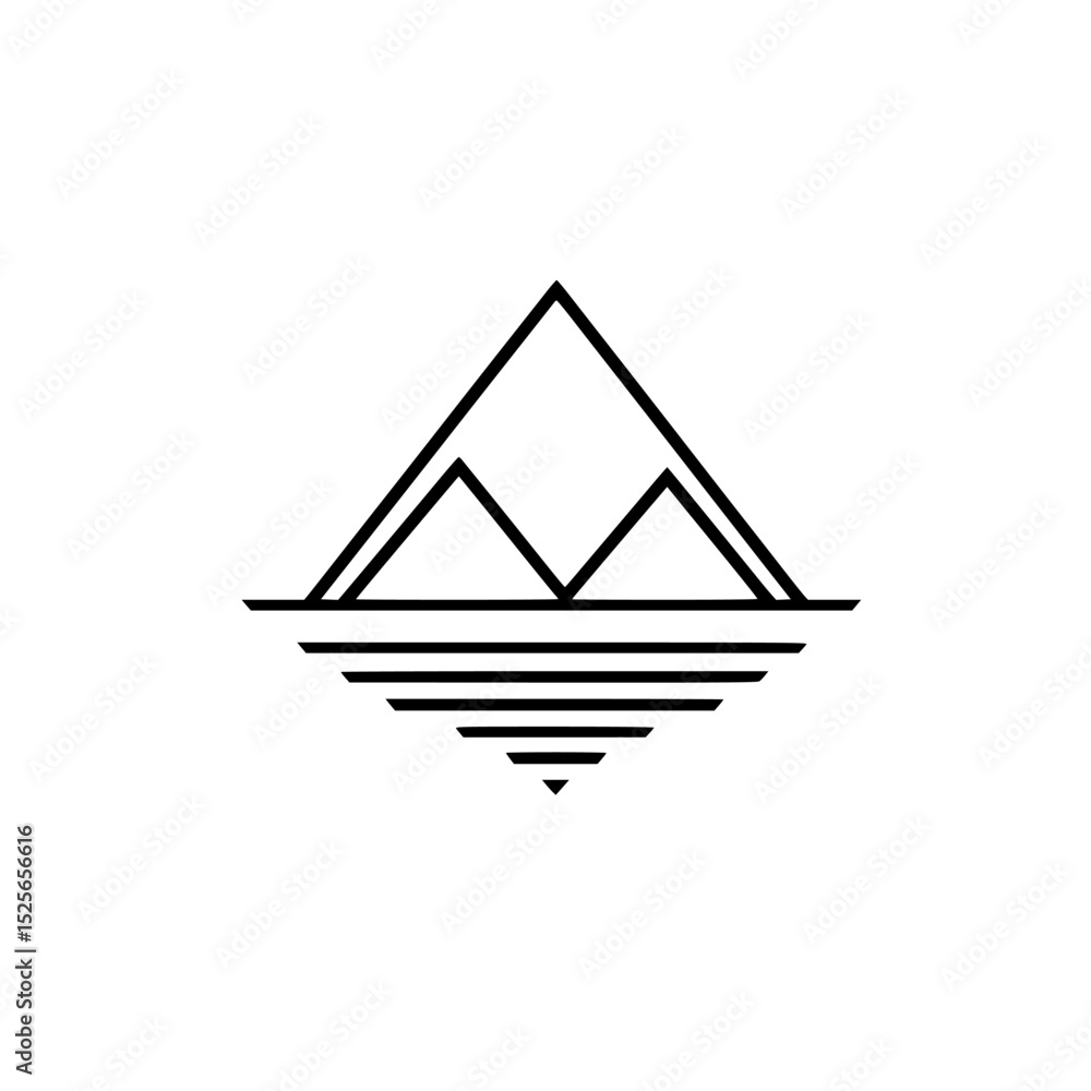 Aufkleber icon set featuring minimalist mountain design with layered base tones suitable for various applicati