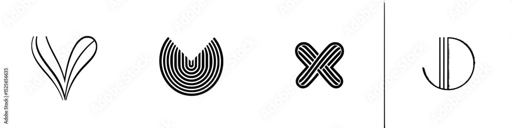 Poster icon set featuring minimalist designs with curved lines and geometric shapes for artistic projects a