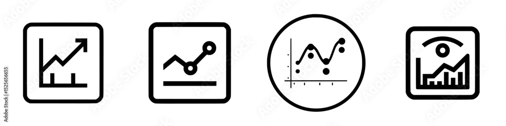 Poster icon set featuring financial growth and data analysis symbols for digital applications and presentat