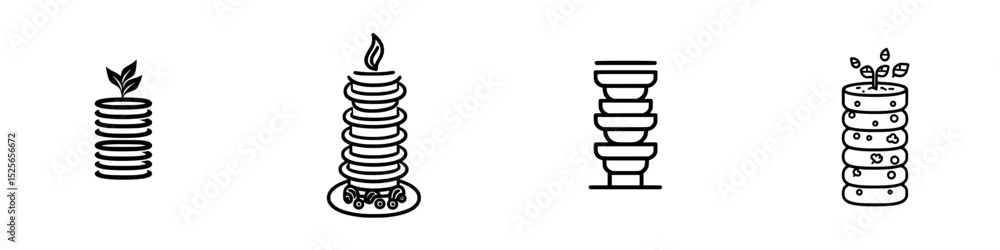 Poster unique icon set featuring stacked designs representing nature and food concepts for digital use