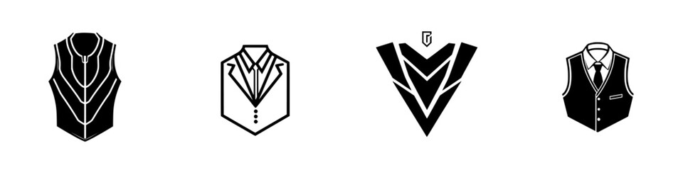 Icon set featuring various vest and shirt designs suitable for formal and business attire