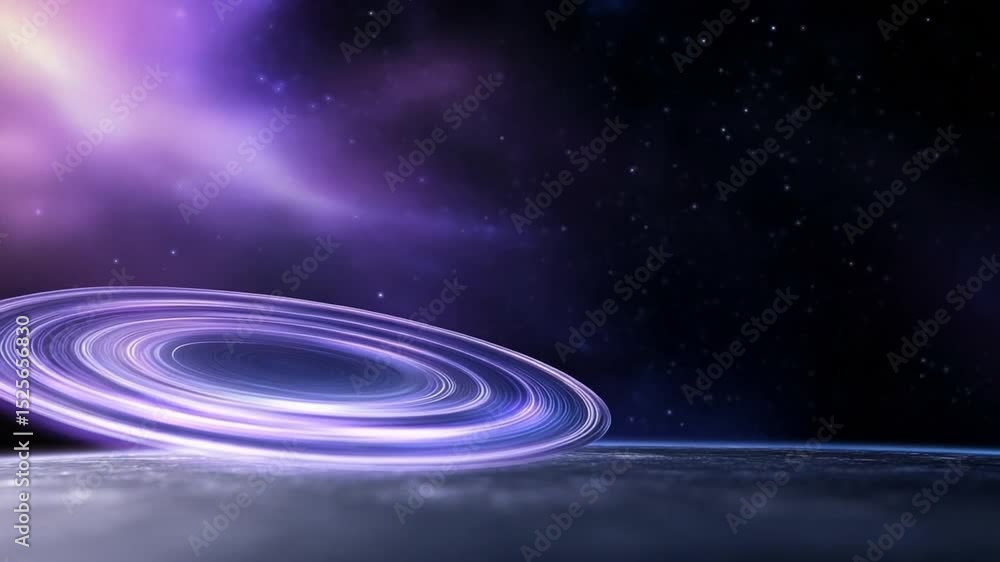 Poster mystic gateway: an ethereal portal of swirling energy hovers above a distant planet's surface, a gat