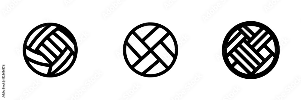 Poster icon set featuring interwoven patterns in circular shapes suitable for modern design projects