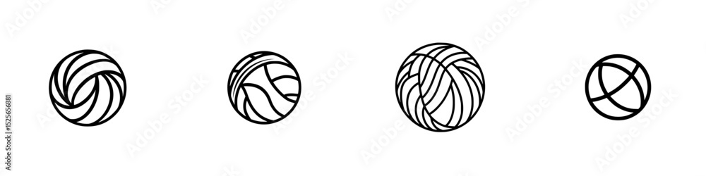 Poster icon set featuring abstract circular designs with varying line patterns and styles for creative proj