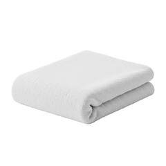 A pristine, neatly folded white bar mop towel of absorbent cotton terry cloth, 3/4 view, isolated on a seamless stark white background with bright studio lighting and no shadows, concept of pristine