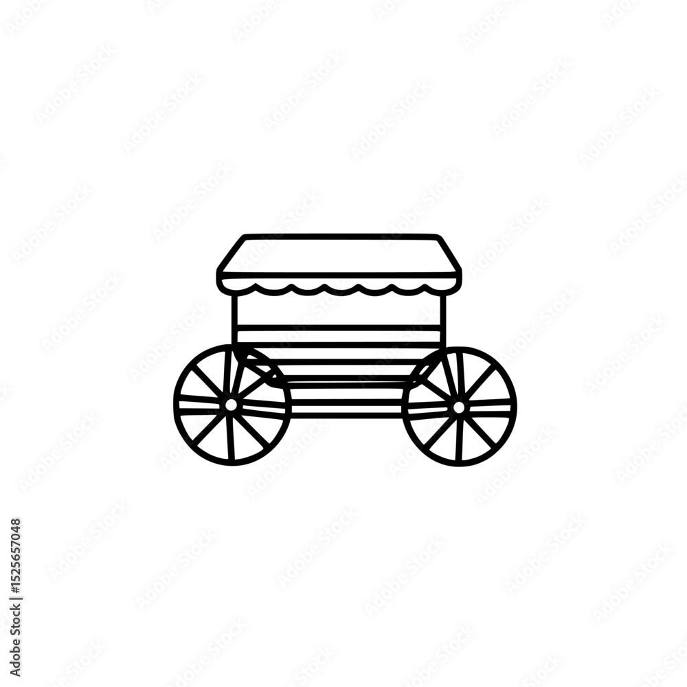 Poster simple icon set featuring a decorative cart design with wheels suitable for various digital applicat