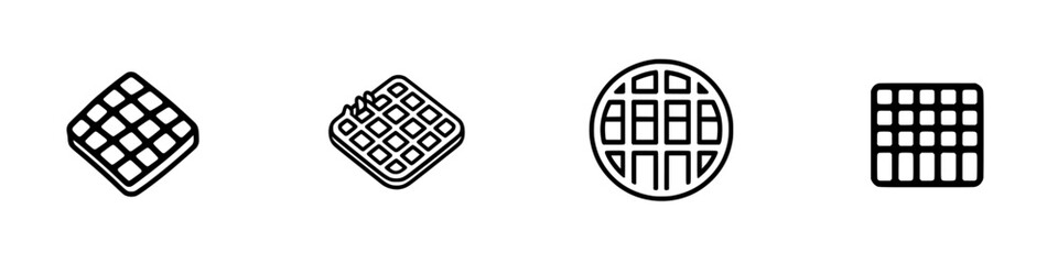 Naklejka premium Icon set featuring various styles of square grids and waffle patterns for design applications