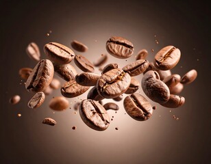 Obraz premium Coffee beans in mid-air (2)