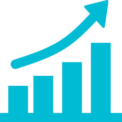 Growing graph blue icon in line style. Business chart with arrow, blue growths chart, Profit growing, Growth success, Chart increase simple black style symbol sign for apps and website.
