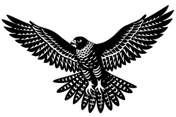 Obraz premium Falcon Landing with Wings Down Vector Silhouette on White Background