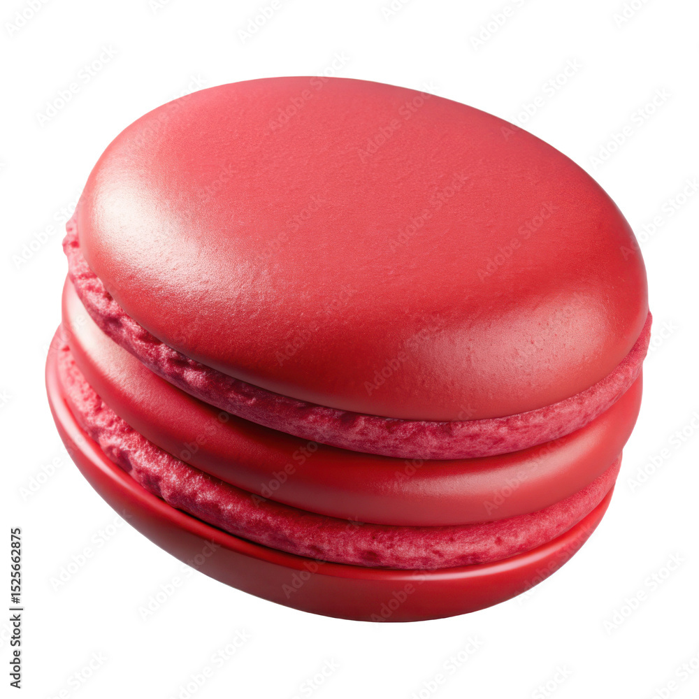 Poster three red macarons stack isolated on transparent background