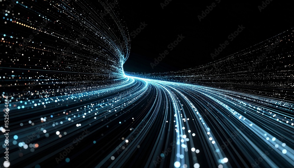 Poster abstract digital data streams flowing through cyberspace, representing the future of technology