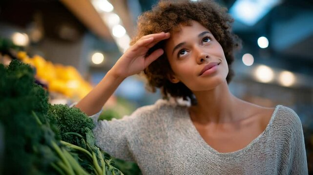 A dedicated worker adjusting a sign in a produce section
